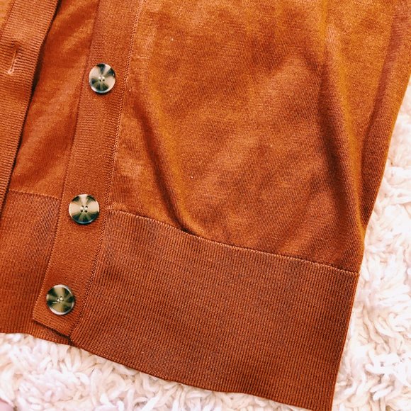Ann Taylor LOFT Burnt Orange Button-Up Cardigan - Picture 4 of 7